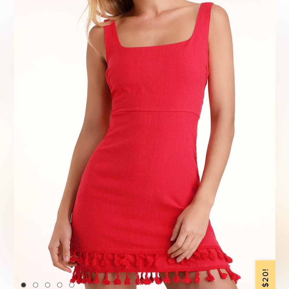Lulu’s Red Tassle Mini Dress Size L